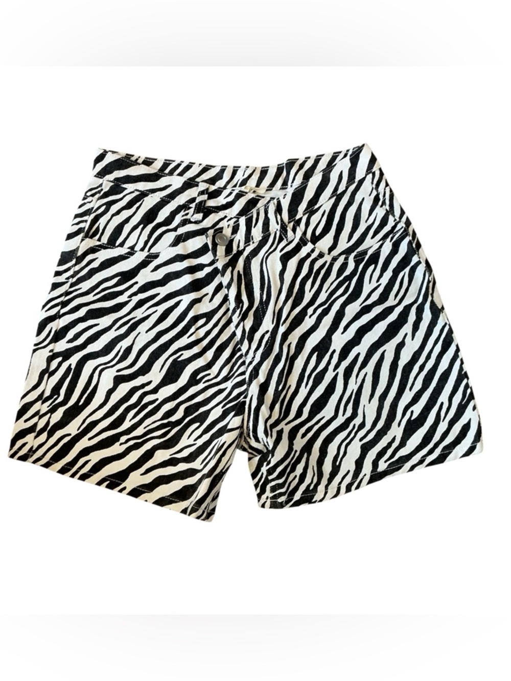 NWT Et Clet 100% Cotton Zebra Print Shorts Size Medium 4” Inseam Pockets